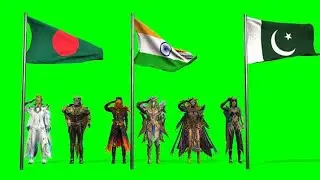 India, Pakistan, Bangladesh Flag with PUBG All X-Suite For Independence Day Green Screen