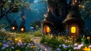 Magical Fantasy Fairy Huts in Night Meadow | Enchanted Forets Music for Sleep Well, Heals Soul