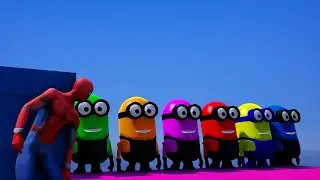 GTA 5 EPIC RAGDOLL SHOW SPIDERMAN VS COLOUR MINIONS FALLS & FAILS LIVE GTA V #gta 97