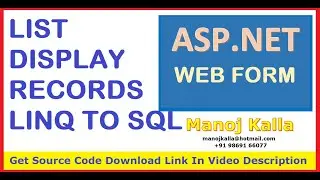 table list using linq to sql | Index Page Linq To Sql | display records using linq to sql | Select