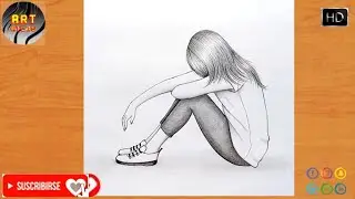 Dibujar a una chica sola con un dibujo a lápiz || Cómo dibujar una chica triste