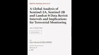 A Global Analysis of Sentinel-2A, Sentinel-2B and Landsat-8 Data Revisit Intervals an... | RTCL.TV