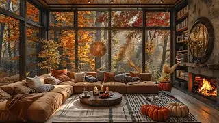 Autumn Cozy Jazz in a Cabin 🍂 Fall Sleep Music for Relaxation and Peaceful Nights