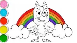 Bluey Bandit heeler drawing with rainbow🌈 | How to draw Bluey | Bluey drawing and coloring