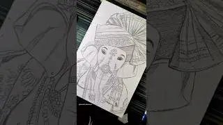 Lord Ganesha Drawing Outline ✍️❤️‍🩹, Ganesh chaturthi #shorts #ganapati #lordganesha #drawing