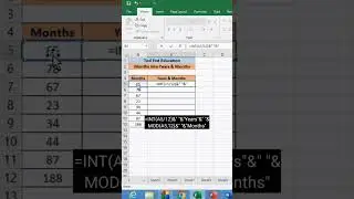 Months into years & months in excel #microsoft #excel #msexcel #shorts #computer #education