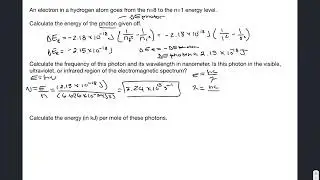 Energy of Electron Transition and Energy of Photon Relation