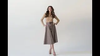 Юбка полусолнце на пуговицах миди look 1256 (коричневая клетка)