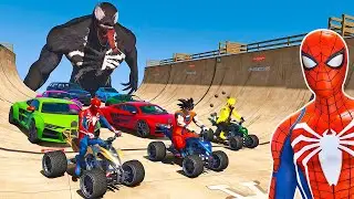 CARROS e QUADBIKE com HOMEM ARANHA, NARUTO e OUTROS SUPER HERÓIS! SALTOS INCRIVEIS GTA