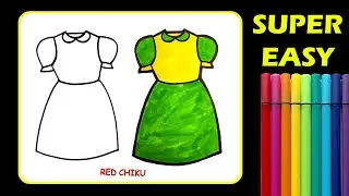 How To Draw A Frock Easy || Easy Dress Drawing || How To Draw A Dress For Kids