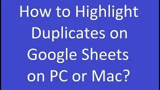 How to Highlight Duplicates on Google Sheets on PC or Mac