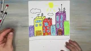 Как нарисовать Городские Домики. Рисуем Домики в Городе