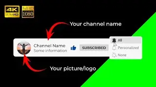 Subscribe button with channel name, bell, like #1