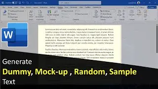 How to Generate Dummy Text in MS Word | Generate Random Text in MS Word | Mock-up Text in Word