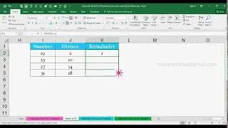 Mod function example in excel