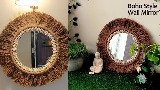 Beautiful Boho Style Mirror making idea.. Wall Decor Diy.. Mirror decoration.