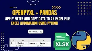 Excel Automation Tutorial - 20 | Apply Filters & Copy Data in Excel | openpyxl | Python | Pandas