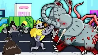 ZOOCHOSIS MUTANT ELEPHANT VS ZOONOMALY MUSCLE ZOOKEPPER - Funny Animation - GV Studio