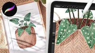 a happy pathos in a basket // Procreate watercolor tutorial // potted plant watercolor