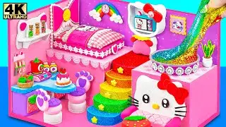 How To Make Hello Kitty House with Rainbow Stairs, Slime Pool from Cardboard ❤️ DIY Miniature House