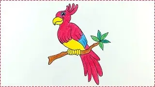 Bird Drawing for Kids & Beginners - How to Draw Parrot Step by Step