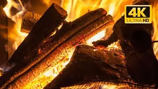 🔥 Crackling Fireplace 4K (12 HOURS). Burning Fireplace Sounds. Relaxing Fireplace with Burning Logs