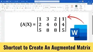 How to create an augmented matrix in Word | Shortcut to create an augmented matrix in Word [2024]