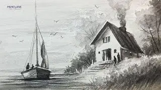 How to draw and paint Scenery Art with Water color Graphite Pencil