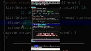 Java 8 program to filter a list of integers greater than 10 | Interview Questions#1  #shorts