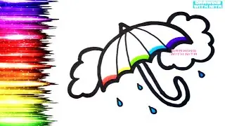 Umbrella Drawing with Clouds 🌧️ , Drawing for Kids, Colouring for kids, drawing, @DRAWINGWITHNITA