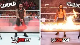 WWE 2K24 vs WWE 2K19 - Detailed Comparison (Graphics,OMG moments,Character models)