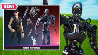 NEW TERMINATOR + SARAH CONNOR Skin Gameplay in Fortnite! (FUTURE WAR Bundle)