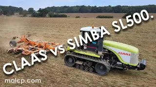 4Kᵁᴴᴰ Sept 2021: Claas Challenger 75E working a Simba SL500 stubble cultivator in Suffolk...