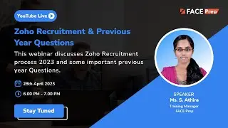 Zoho Recruitment & Previous Year Questions Webinar | FACE Prep Placement Training Webinar #15