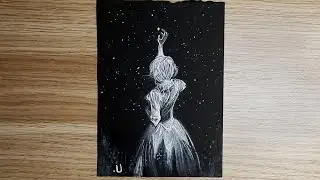 Black And White Woman Drawing | Woman Black paper Drawing