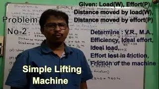 Problem no 2 on Ideal effort, ideal load, effort lost in friction, machine Friction | simple machine