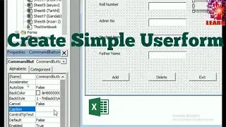 Excel VBA create simple userform Part 1//simple userform in Excell//learn it