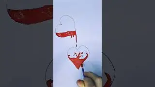 ❤️❤️Рисуем Сердечки с Красной Краской | Рисуем Сердечки с Красной Краской