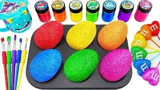 ❤🧡💛💚💙Satisfying Video How To Make Color EGGS with Rainbow Lollipop Hearts Candy M&M Cutting ASMR