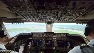 BOEING 747 Beautiful LANDING at Kennedy JFK Airport.  low level helicopter on finel, no factor!