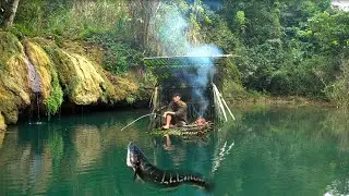 FULL VIDEO: 90days survival camping in the tropical forest-Building a Survival Shelter on the Water