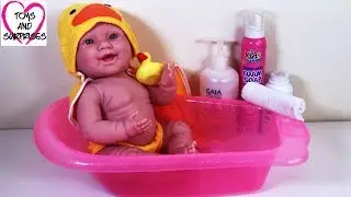 Baby Doll BathTime Pink Bubble Bath🛀 Toys for girls Pretend Play games video