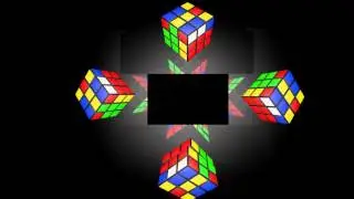 Rubik's Cube in Hologram in 4 Face View for Holographic Pyramid