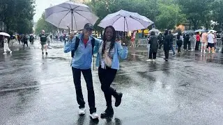 Umbrellas in the rain on day of Opening Ceremony | 2024 Paris Olympics