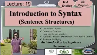 What is Syntax | A short Introduction | Lecture: 19 (Linguistics-I)