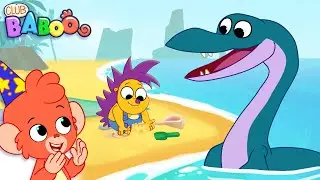 Club Baboo Elasmosaurus Playing Volleyball at the Beach | LONG 1 HOUR VIDEO | Learn Dinosaur Names