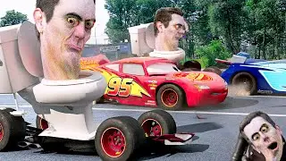 Lightning McQueen in Real Life on Road Skibidi Toilet Cars