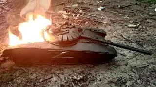 Т-72 Б3 из ПЛАСТИЛИНА ОБСТРЕЛ И ПОДЖЕГ.