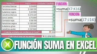 FUNCION SUMA EN EXCEL.