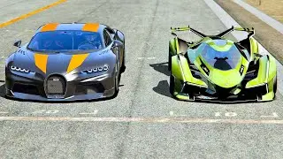 Lamborghini V12 Vision Gran Turismo vs Bugatti Chiron 300+ at Old Monza